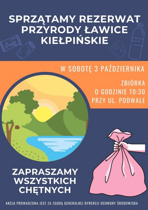 Plakat sprzątamy rezerwat Ławice Kiełpińskie
