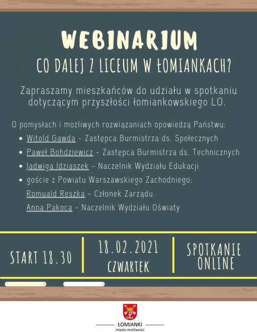 plakat Webinarium - Co dalej z Liceum w Łomiankach