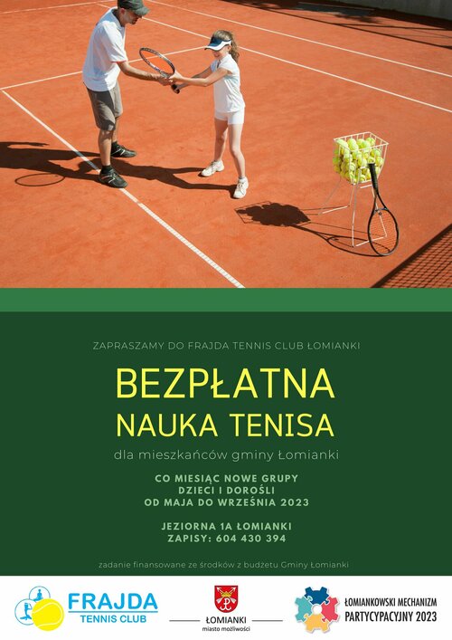 Bezpłatna nauka tenisa dla mieszkańców gminy Łomianki